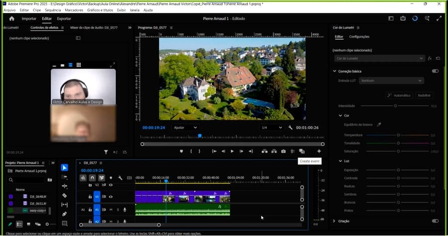 Aula online de edição de vídeo no Adobe Premiere